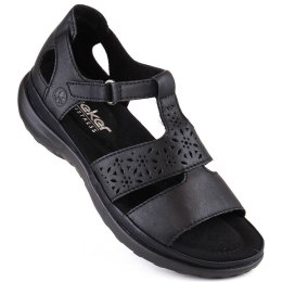 Skórzane komfortowe sandały Rieker W RKR668 czarne 38